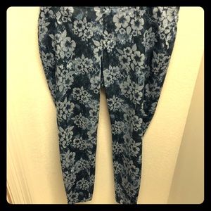 Floral Print Blue Jeans Stretchy & Comfortable